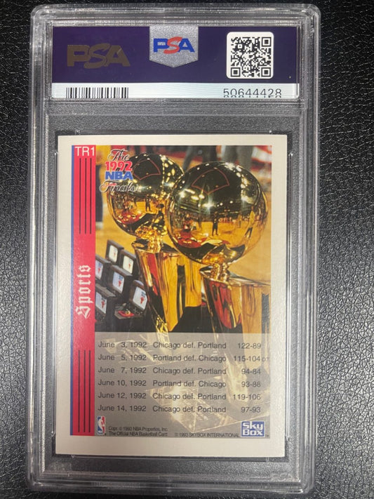 1993 SkyBox The 1992 NBA Finals card TR1, graded PSA.