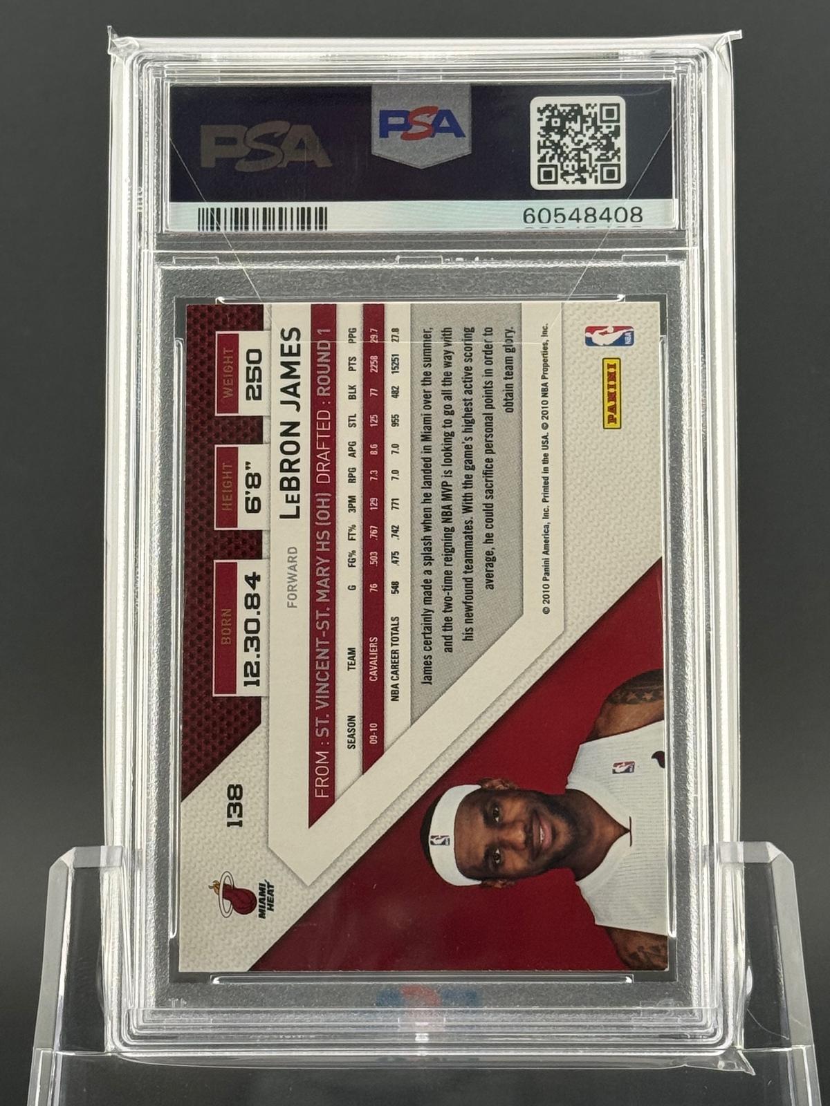 LeBron James 2010 2010-11 Panini Threads #138 PSA 9 back