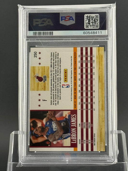 LeBron James 2011 2011-12 Hoops #250 PSA 9 back