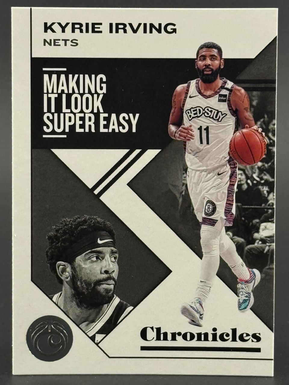 Kyrie Irving trading card from Panini Chronicles, featuring "Making It Look Super Easy" text.