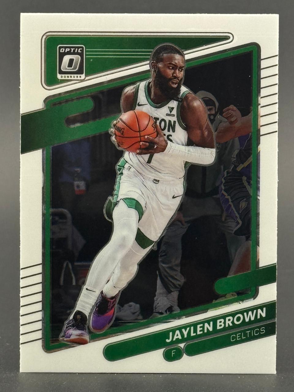 Jaylen Brown Celtics trading card, Donruss Optic.