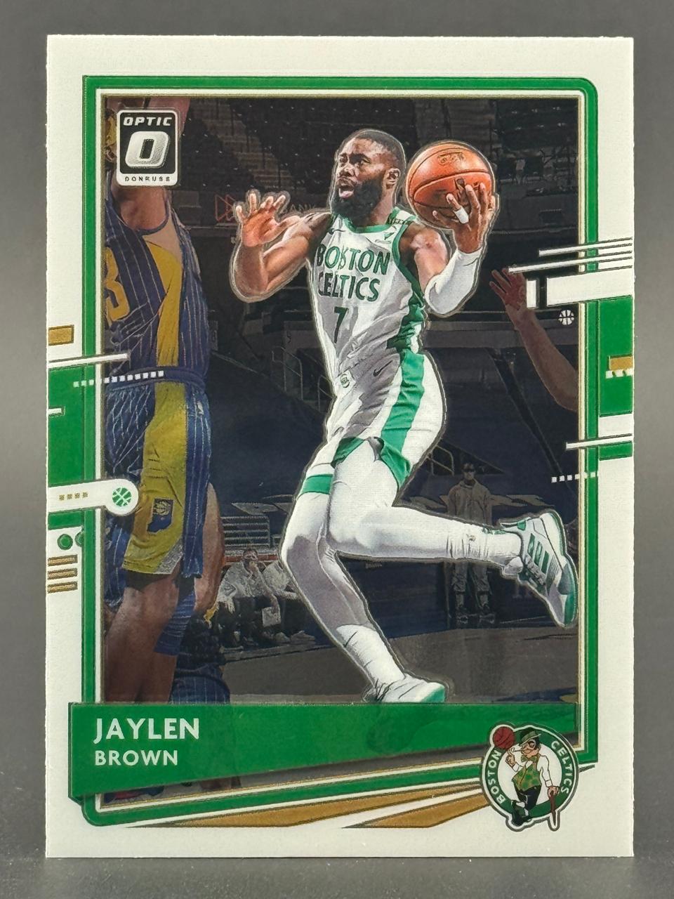 Jaylen Brown 2021-22 Donruss Optic basketball trading card.