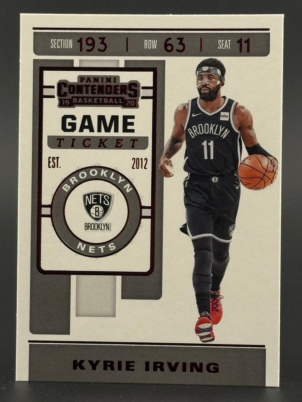 2019-20 Panini Contenders Game Ticket Kyrie Irving Brooklyn Nets basketball card.