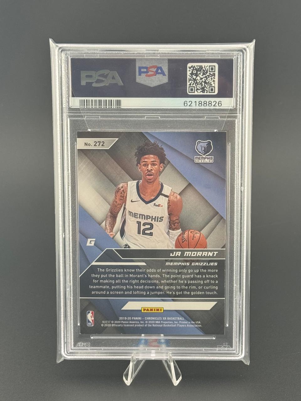 2019-20 Panini Chronicles XR Ja Morant #272 Memphis Grizzlies basketball card in PSA slab.