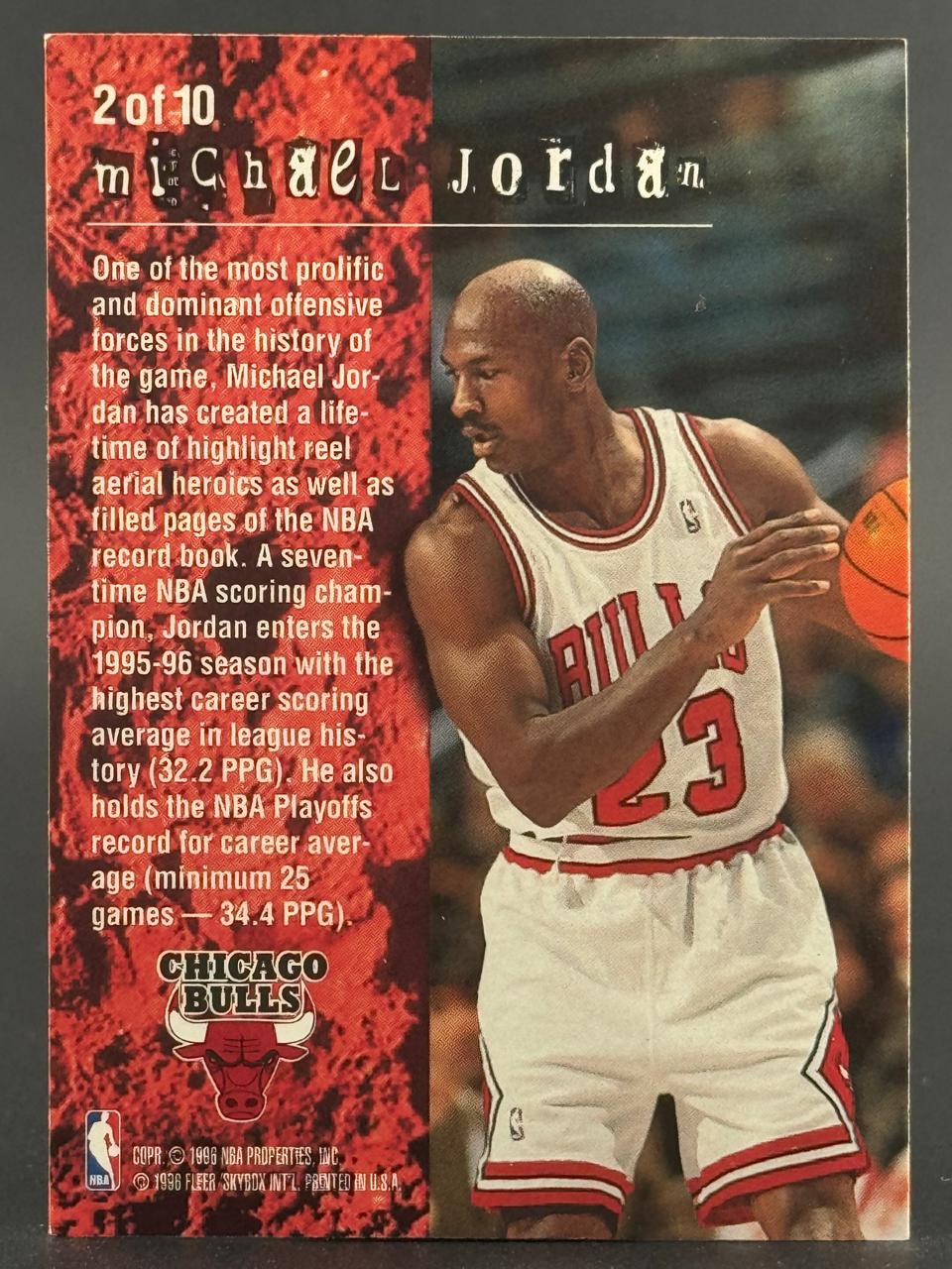Michael Jordan 1995-96 Fleer #2 of 10 Total O Hot Pack (Printing Line Issue)