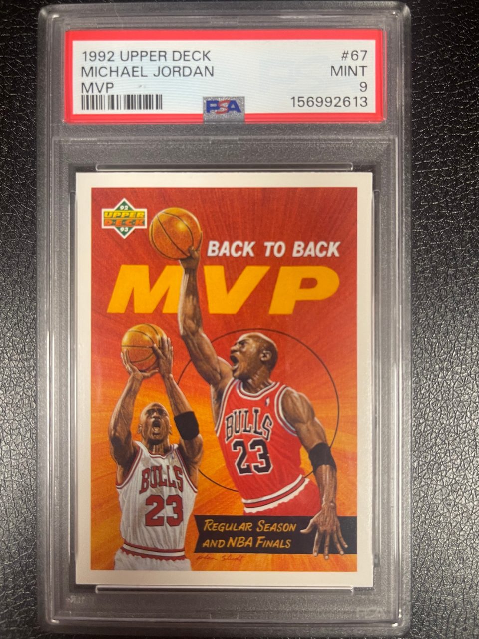 1992 Upper Deck Michael Jordan MVP #67 trading card, PSA Mint 9.