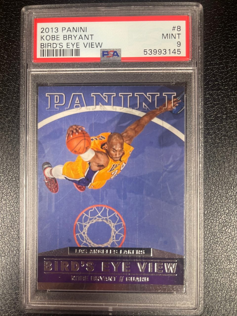 PSA 9 Mint 2013 Panini Kobe Bryant Bird's Eye View #8 trading card.