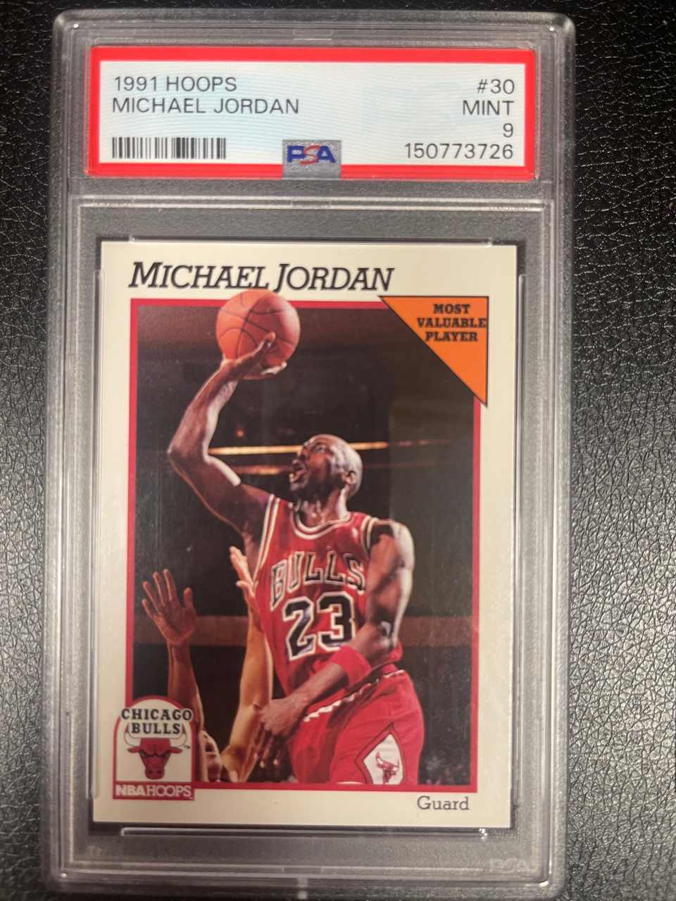 1991 Hoops Michael Jordan card #30, graded PSA Mint 9.