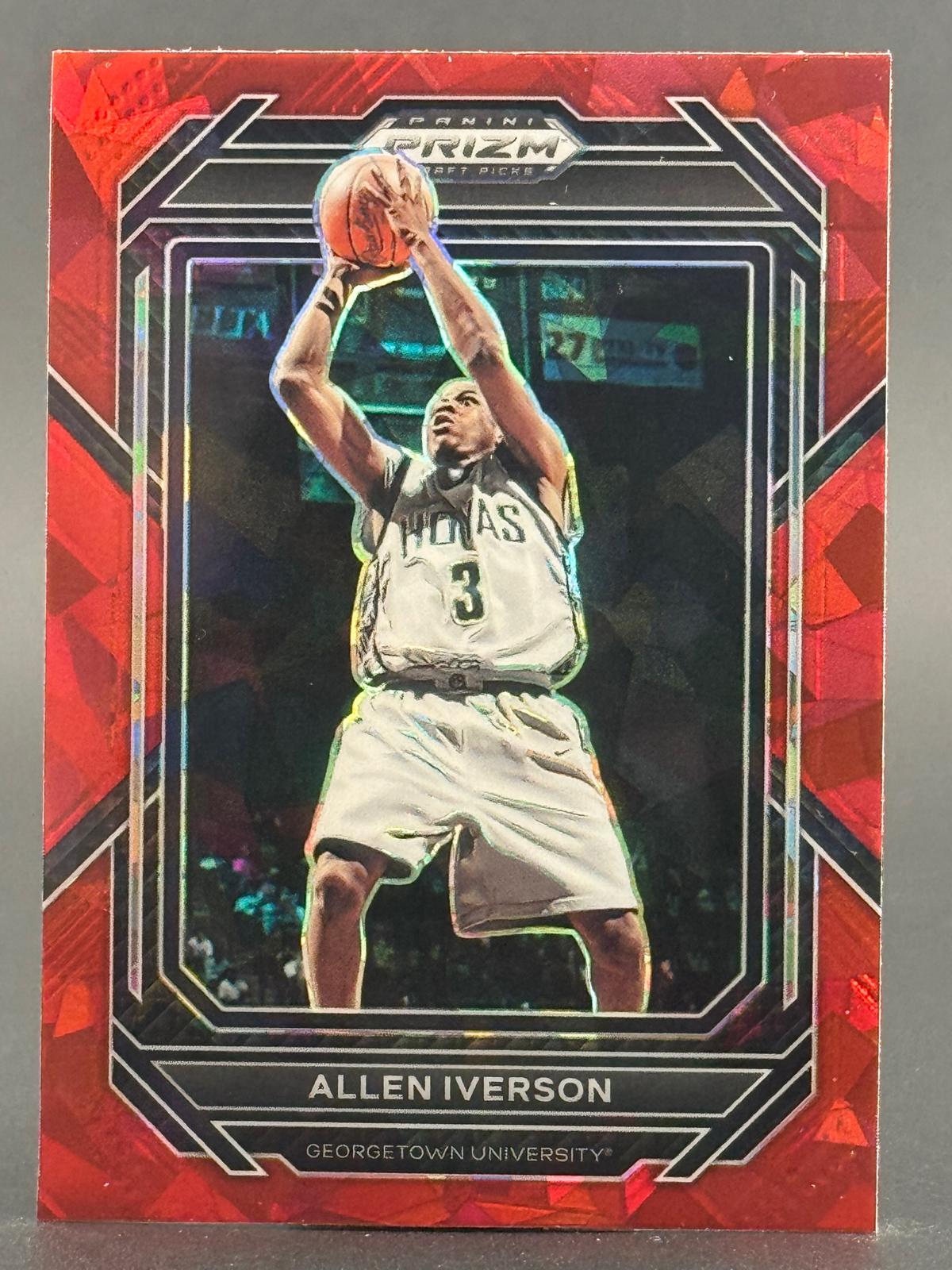 Allen Iverson 2023 Panini Prizm Draft Picks #77 Red Cracked Ice front