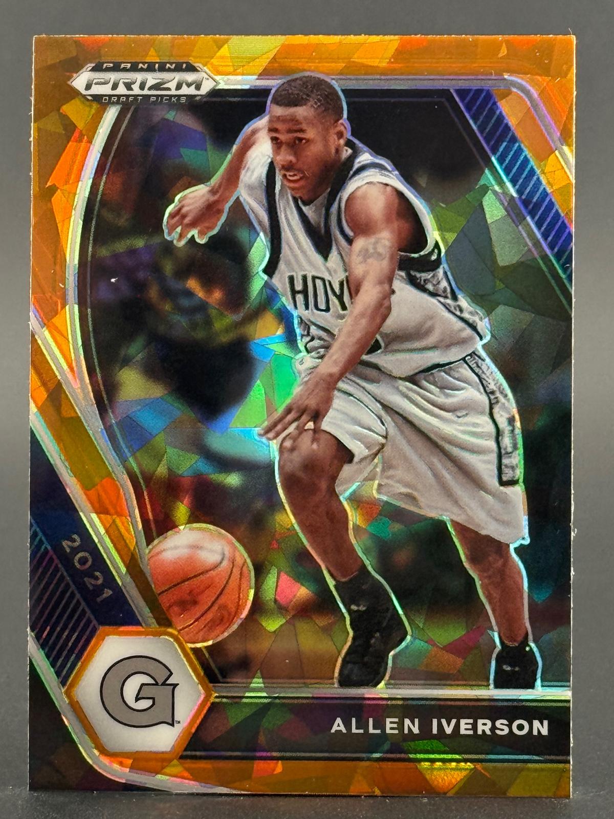 Allen Iverson 2021 Panini Prizm Draft Picks #85 Orange Cracked Ice front