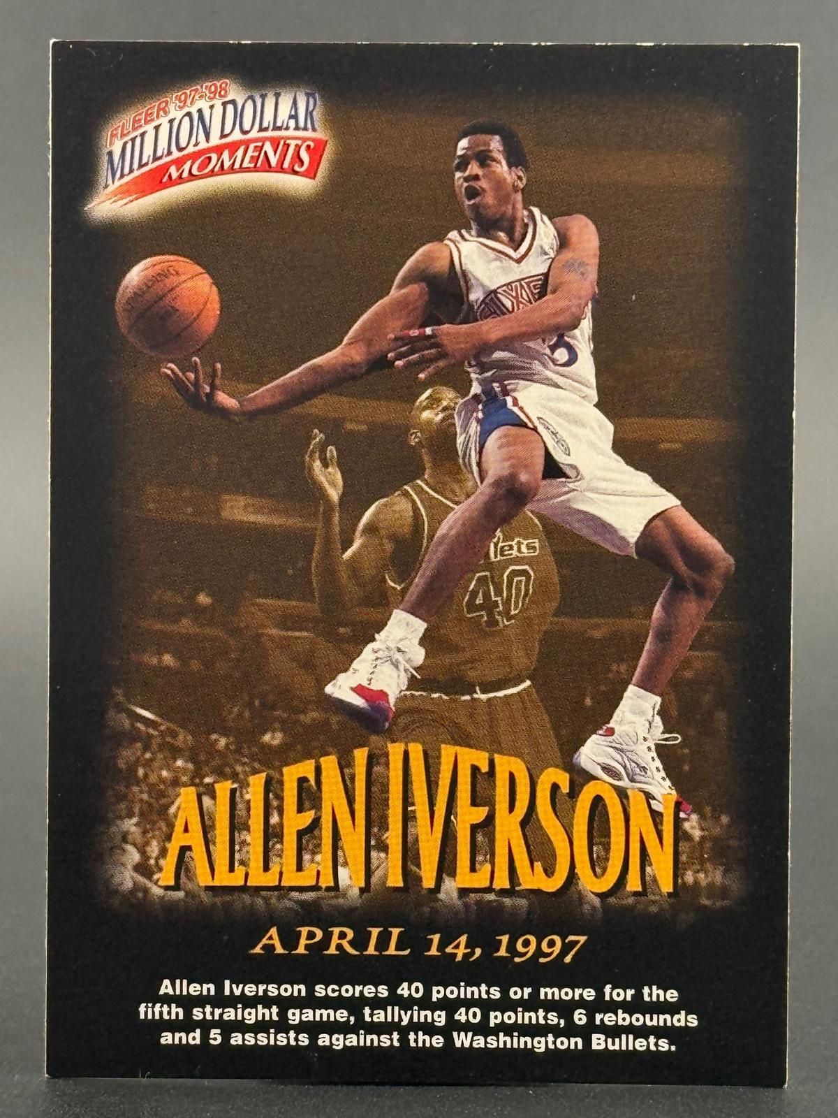 Allen Iverson 1997-98 Fleer #13 Million Dollar Moments Numbered /50 front