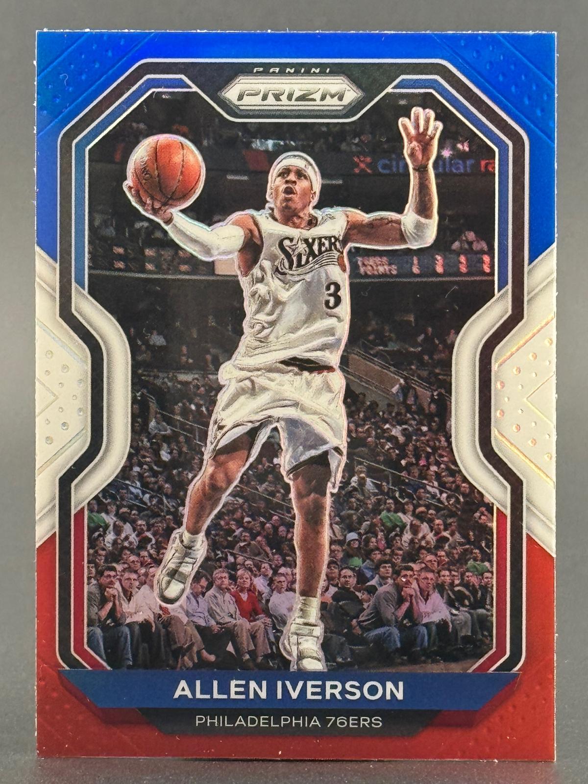 Allen Iverson 2020-21 Panini Prizm #19 Red, White and Blue Prizms front