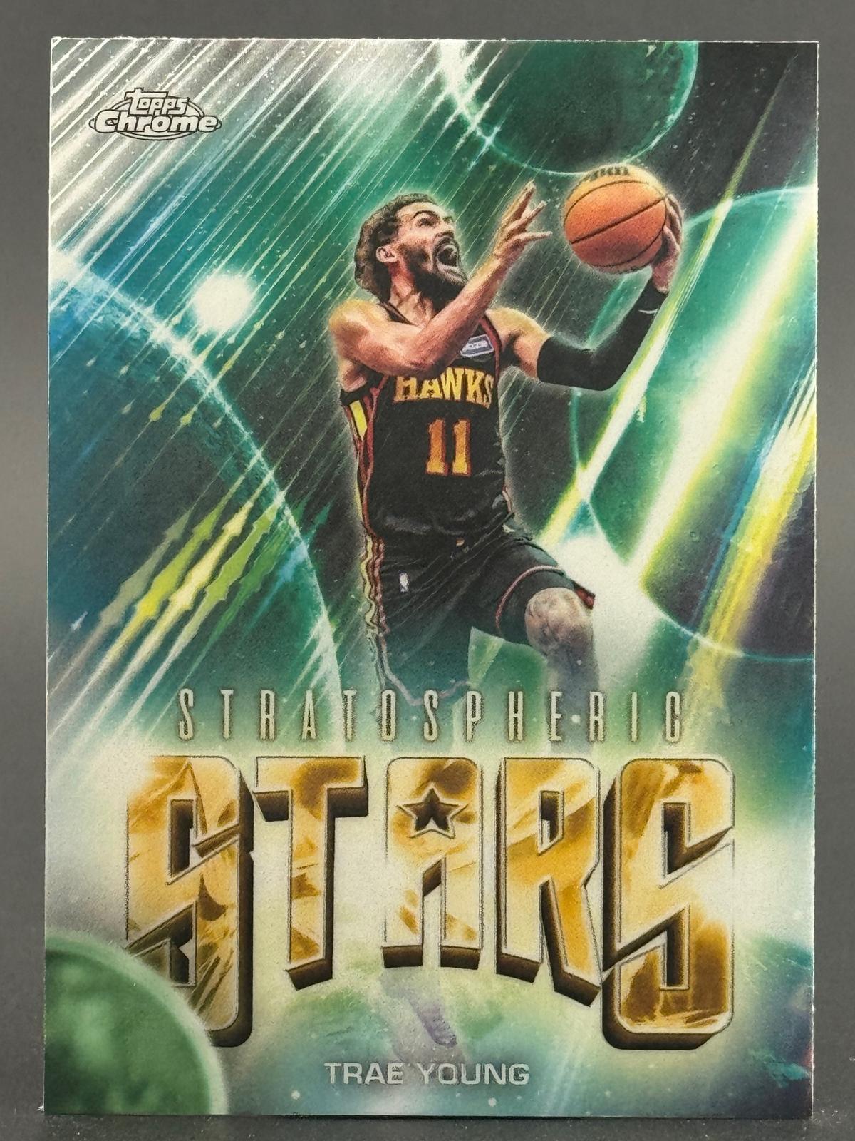 Trae Young 2025-26 Topps Chrome Update #ST-14 Trae Young Stratospheric Stars front