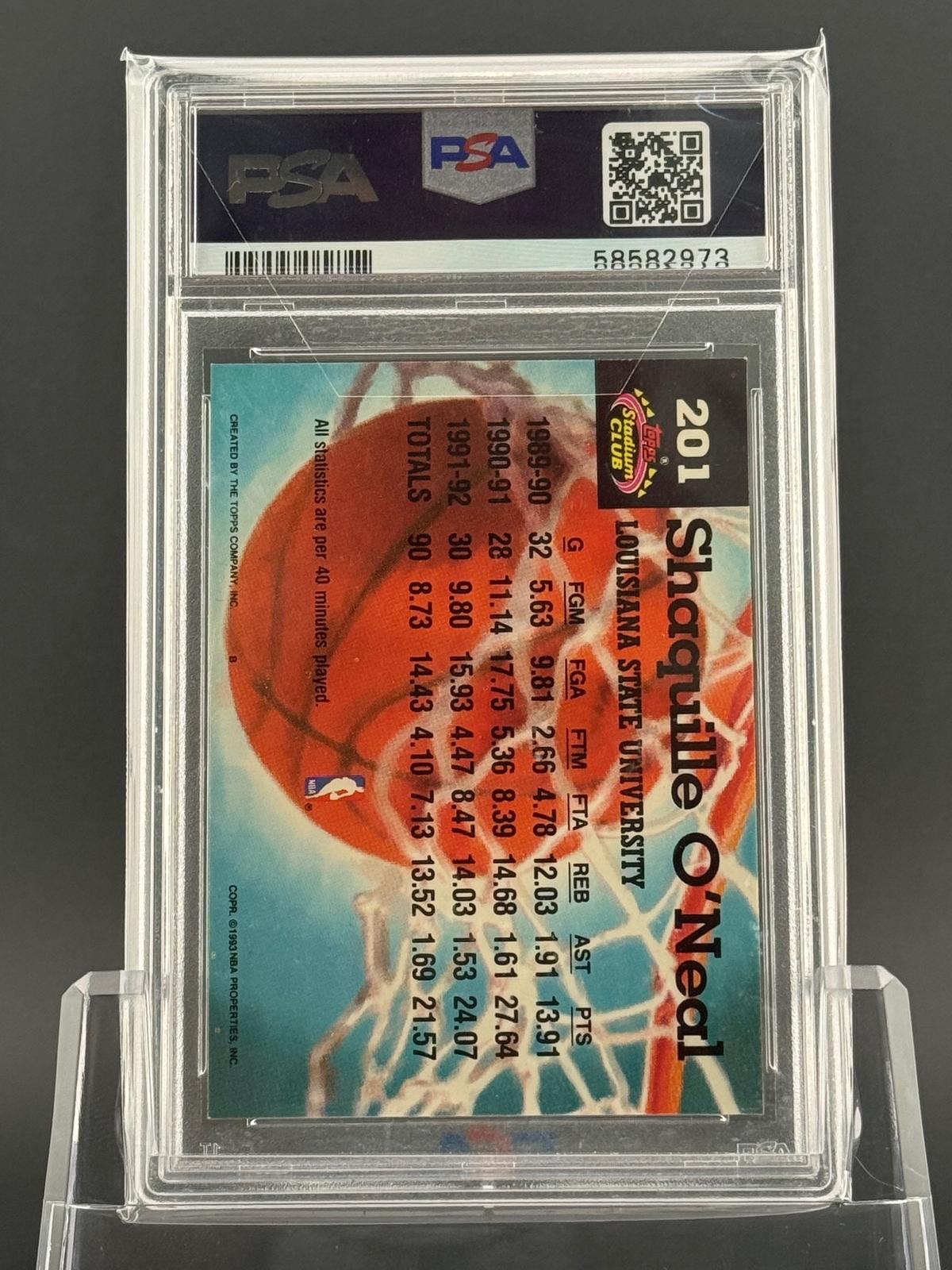 Shaquille O'Neal 1992 1992-93 Stadium Club Members Only #201 PSA 8 back