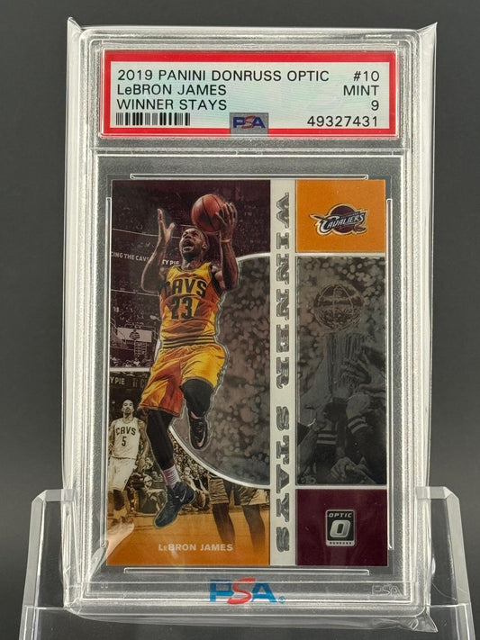 LeBron James 2019 2019-20 Donruss Optic Winner Stays #10 PSA 9 front
