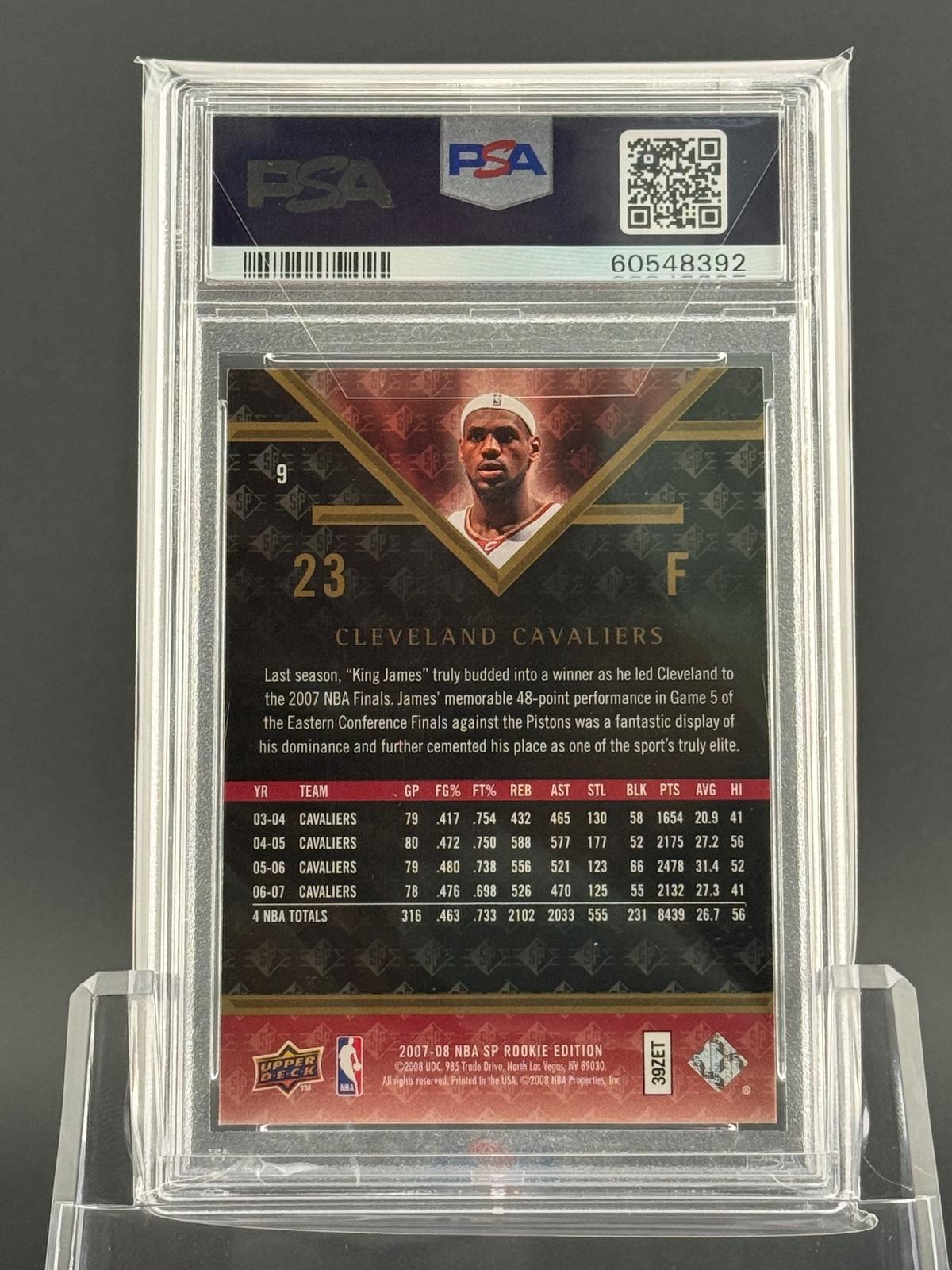 LeBron James 2007 2007-08 SP Rookie Edition #9 PSA 9 back