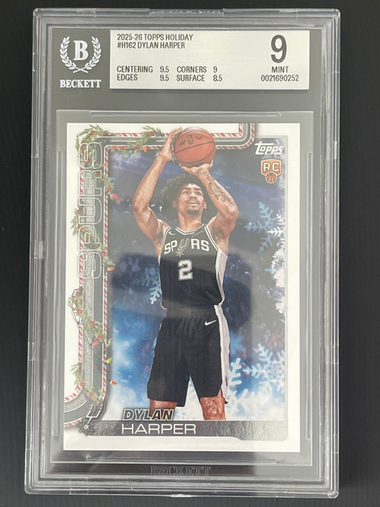2025 Topps Holiday #H162 Dylan Harper RC. Beckett 9