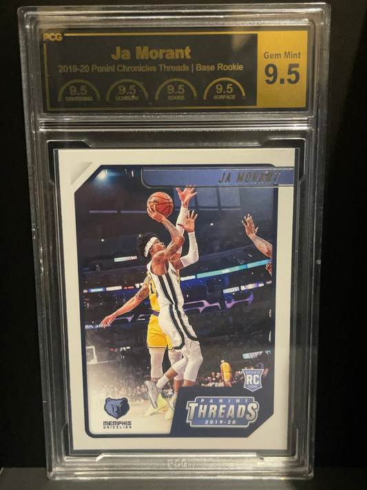2019-20 Panini Chronicles Threads Ja Morant rookie card, PCG graded 9.5 Gem Mint.
