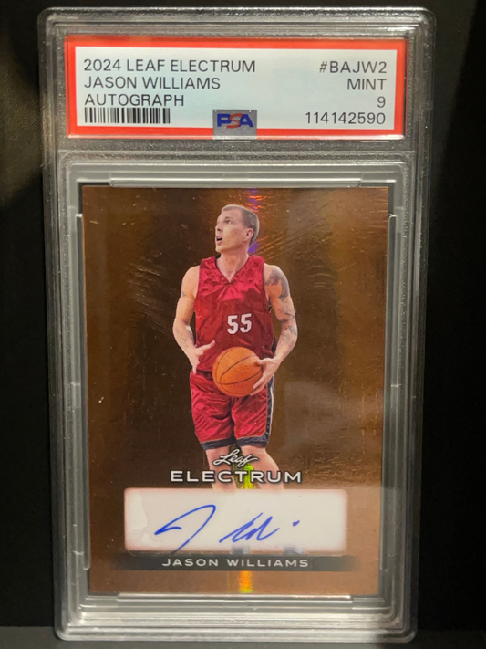 PSA 9 graded 2024 Leaf Electrum Jason Williams Autograph card #BAJW2, mint condition.