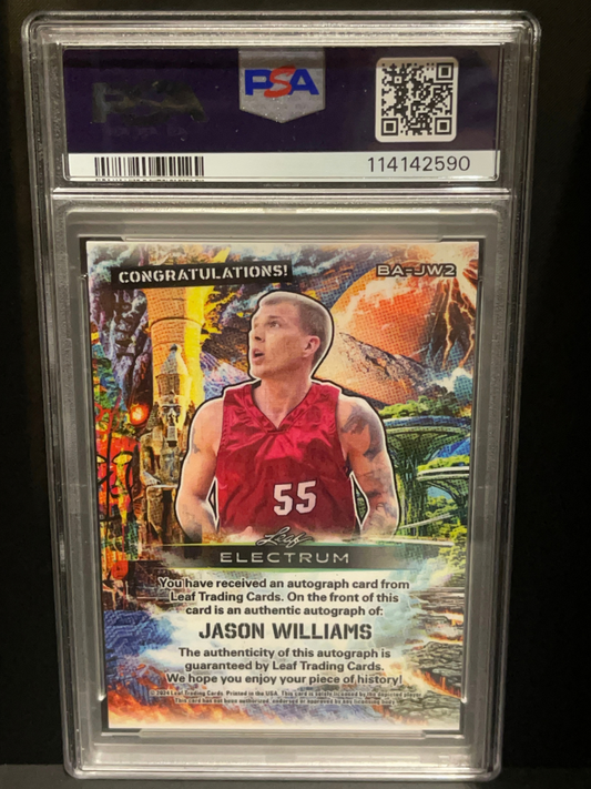 2024 Leaf Electrum Jason Williams card BA-JW2 in a PSA slab (grade not visible).