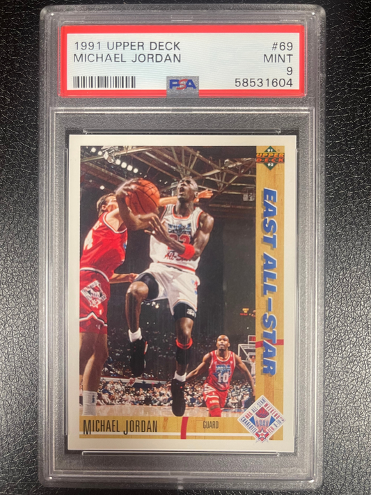 PSA 9 Mint 1991 Upper Deck Michael Jordan card #69, East All-Star.