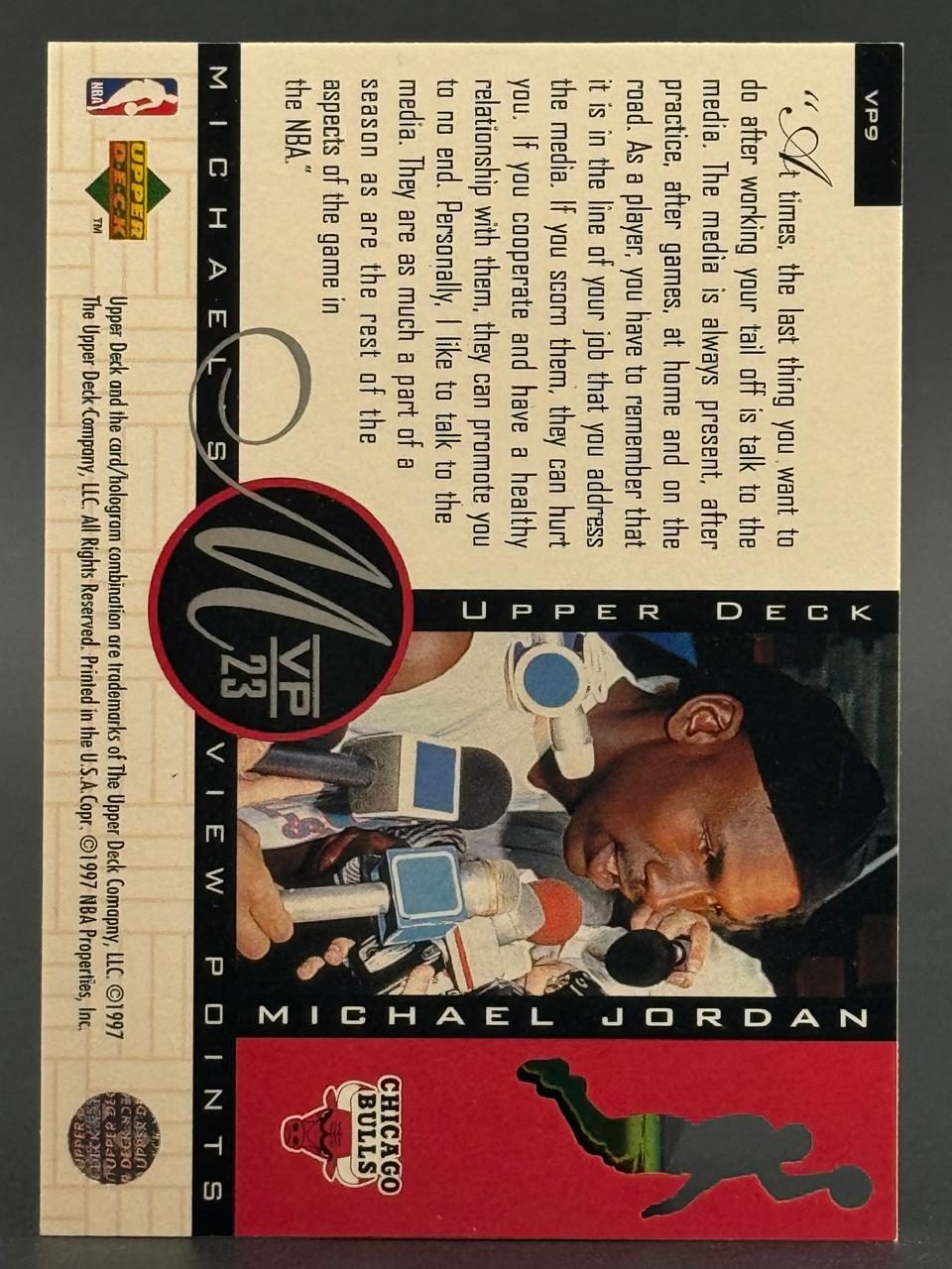 1997 Upper Deck View Points Michael Jordan #VP9 trading card back.