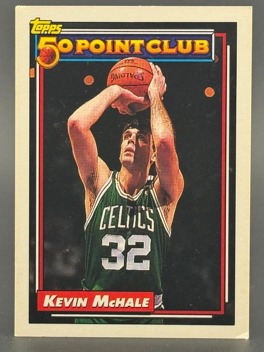 Kevin McHale Topps 50 Point Club basketball card, shooting a jump shot in his Boston Celtics uniform.