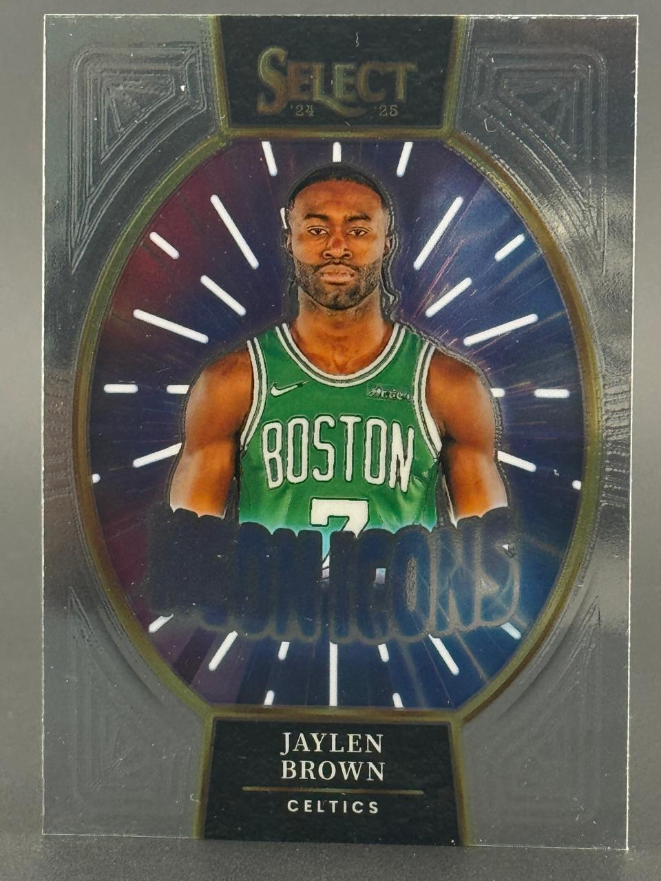 2024-25 Select Jaylen Brown Neon Icons basketball card.