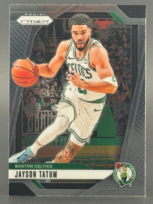 Jayson Tatum 2023 Panini Prizm Boston Celtics trading card.