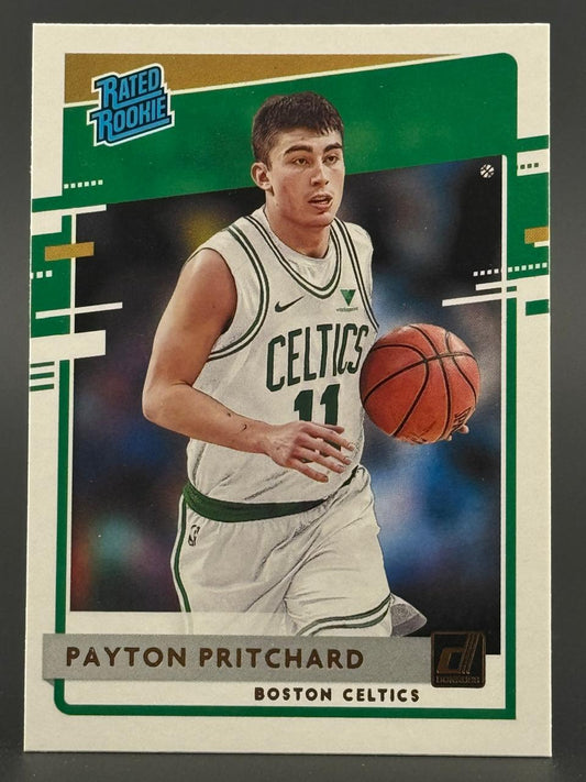 Payton Pritchard 2020-21 Donruss Rated Rookie trading card, Boston Celtics #11.