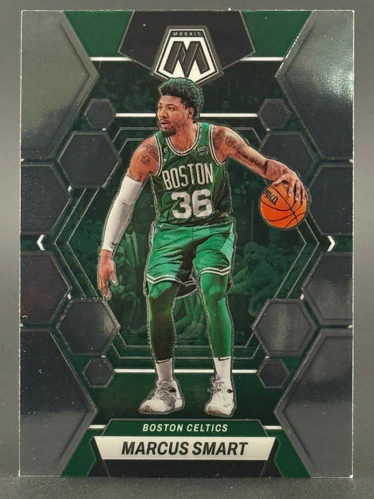 Marcus Smart 2022-23 Panini Mosaic basketball trading card, green parallel, #36, Boston Celtics.