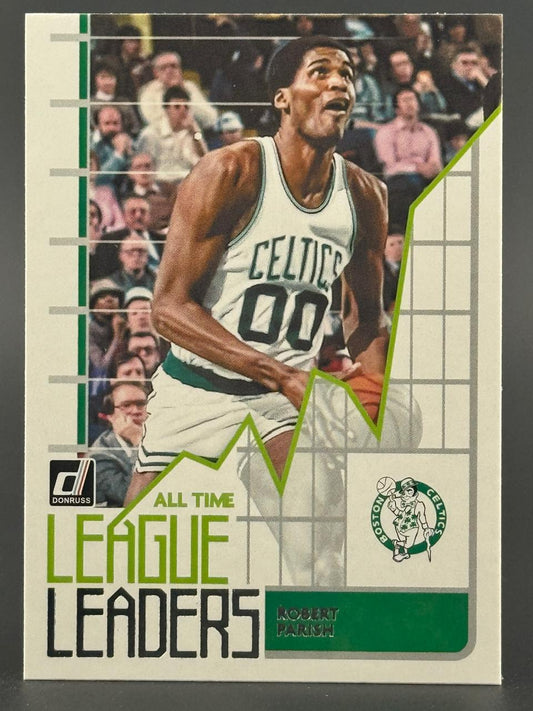 Robert Parish Boston Celtics basketball card, Donruss All Time League Leaders.