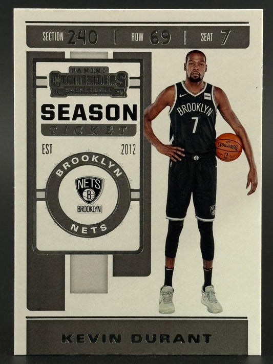 2019-20 Panini Contenders Season Ticket Kevin Durant trading card.