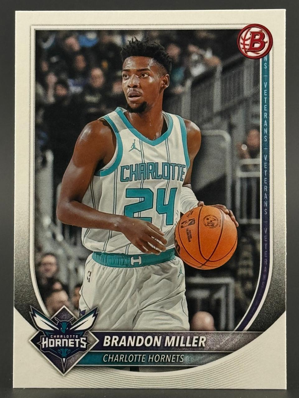 Brandon Miller 2023-24 Bowman basketball card, #24 Charlotte Hornets.