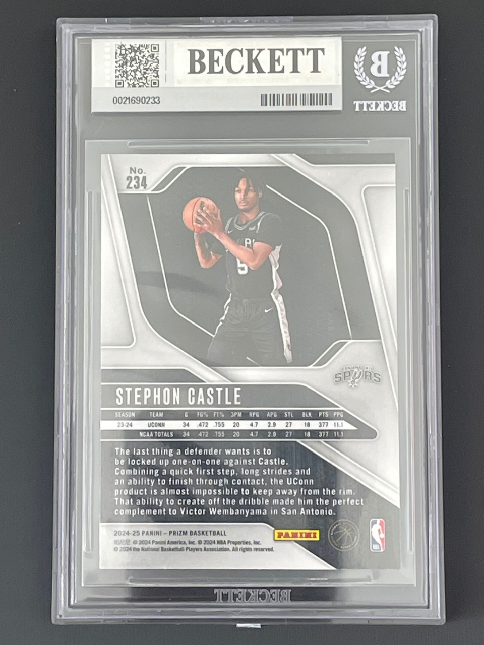 2024-25 Panini Prizm #234 Stephon Castle RC. Beckett 8
