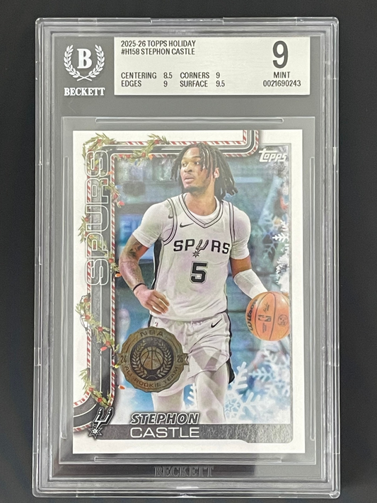 2025 Topps Holiday #H158 Stephon Castle. Beckett 9