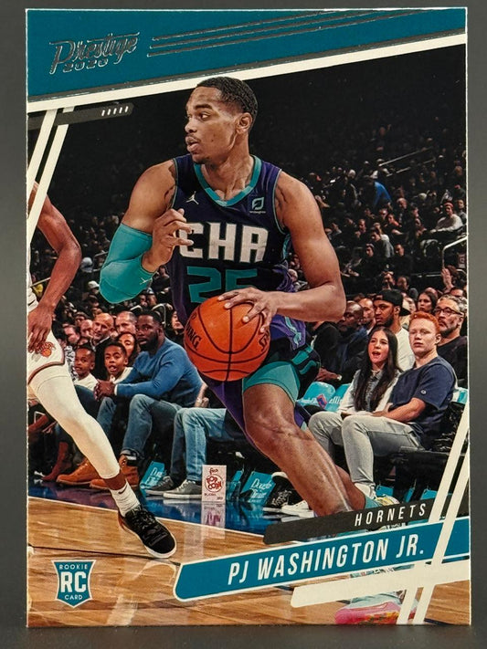 2020 Prestige PJ Washington Jr. Hornets trading card, #25 visible on jersey.