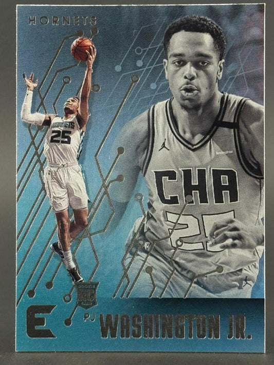 PJ Washington Jr. basketball trading card, featuring a large close-up portrait and a smaller action shot.