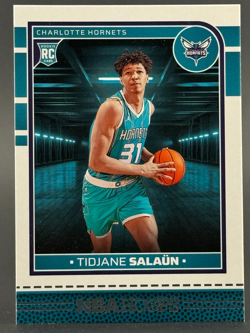 Tidjane Salaün 2024-25 NBA Hoops Rookie Card #31, Charlotte Hornets.