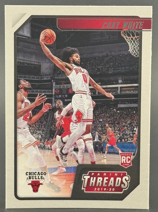 2019-20 Panini Threads Coby White rookie trading card.