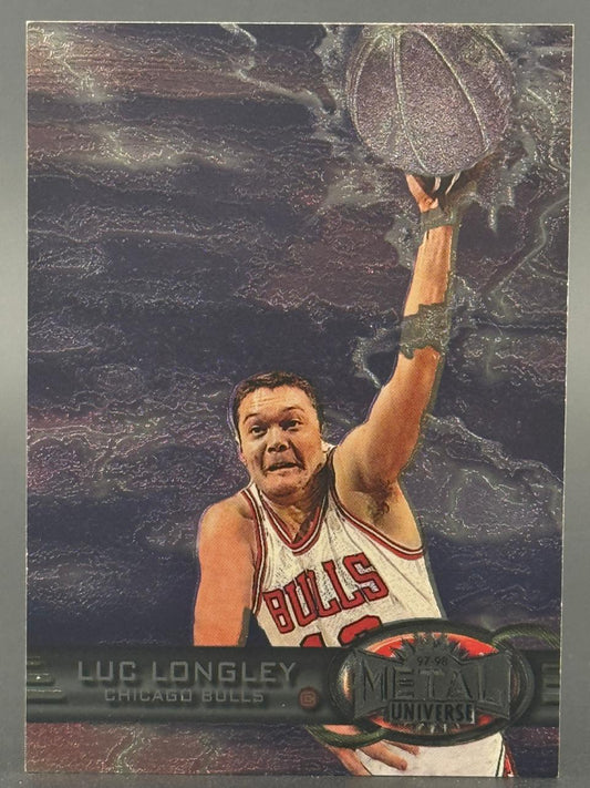 1997-98 Metal Universe Luc Longley Chicago Bulls basketball trading card.