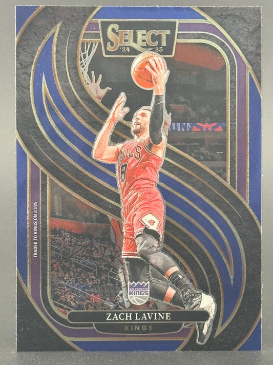 2024-25 Panini Select Zach LaVine basketball card featuring a die-cut "S" design.