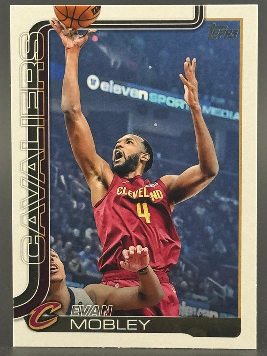 Evan Mobley 2023 Topps basketball card, Cleveland Cavaliers #4 shooting a jump shot.