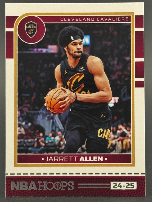 24-25 NBA Hoops basketball trading card of Jarrett Allen in a Cleveland Cavaliers uniform.
