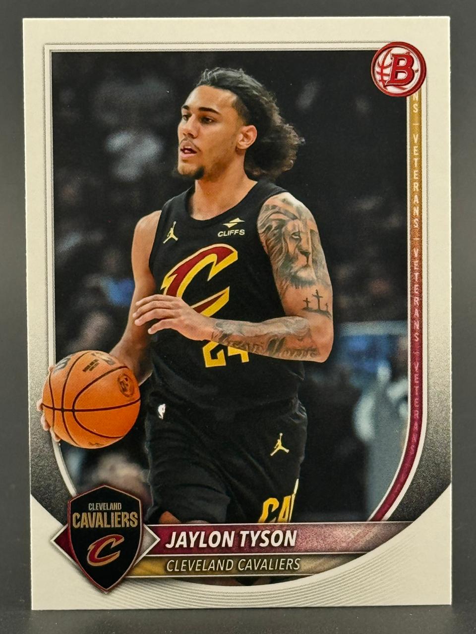 Jaylon Tyson Cleveland Cavaliers trading card, dribbling a basketball.