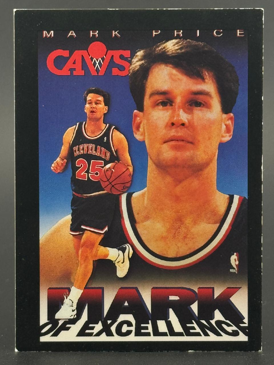 Mark Price basketball card with dual photos of the player in a Cavs uniform and "Mark of Excellence" text.