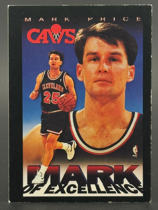 Mark Price basketball card with dual photos of the player in a Cavs uniform and "Mark of Excellence" text.