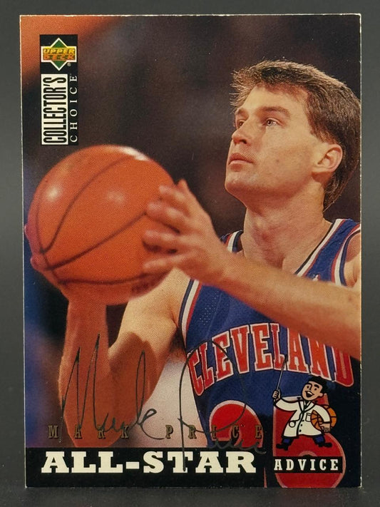 1994-95 Upper Deck Collector's Choice All-Star Advice Mark Price basketball card with a signature.