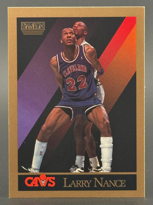 1990-91 SkyBox Larry Nance basketball card #58, featuring Nance in a Cleveland Cavaliers uniform.