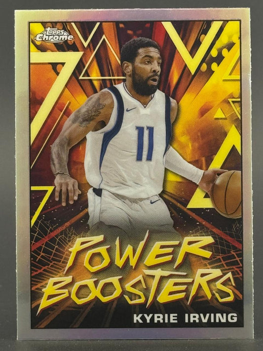 Kyrie Irving Topps Chrome Power Boosters basketball card.